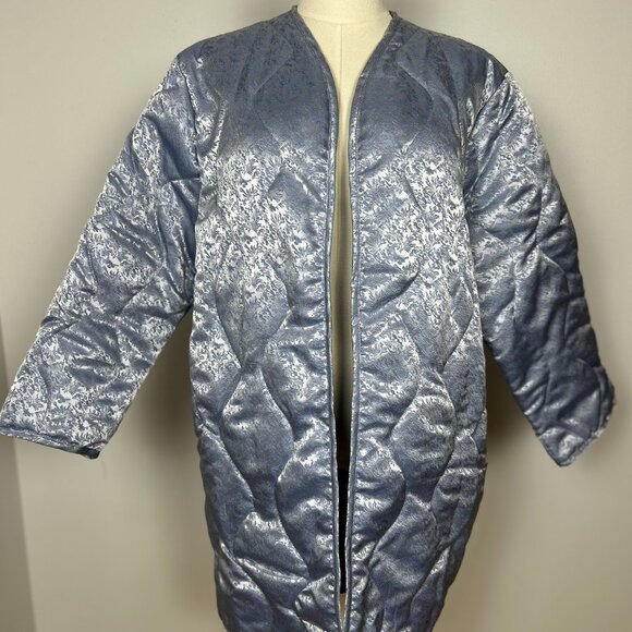 Priory Baby Blue Floral Quilted Jacket Size S/M - Picture 7 of 11
